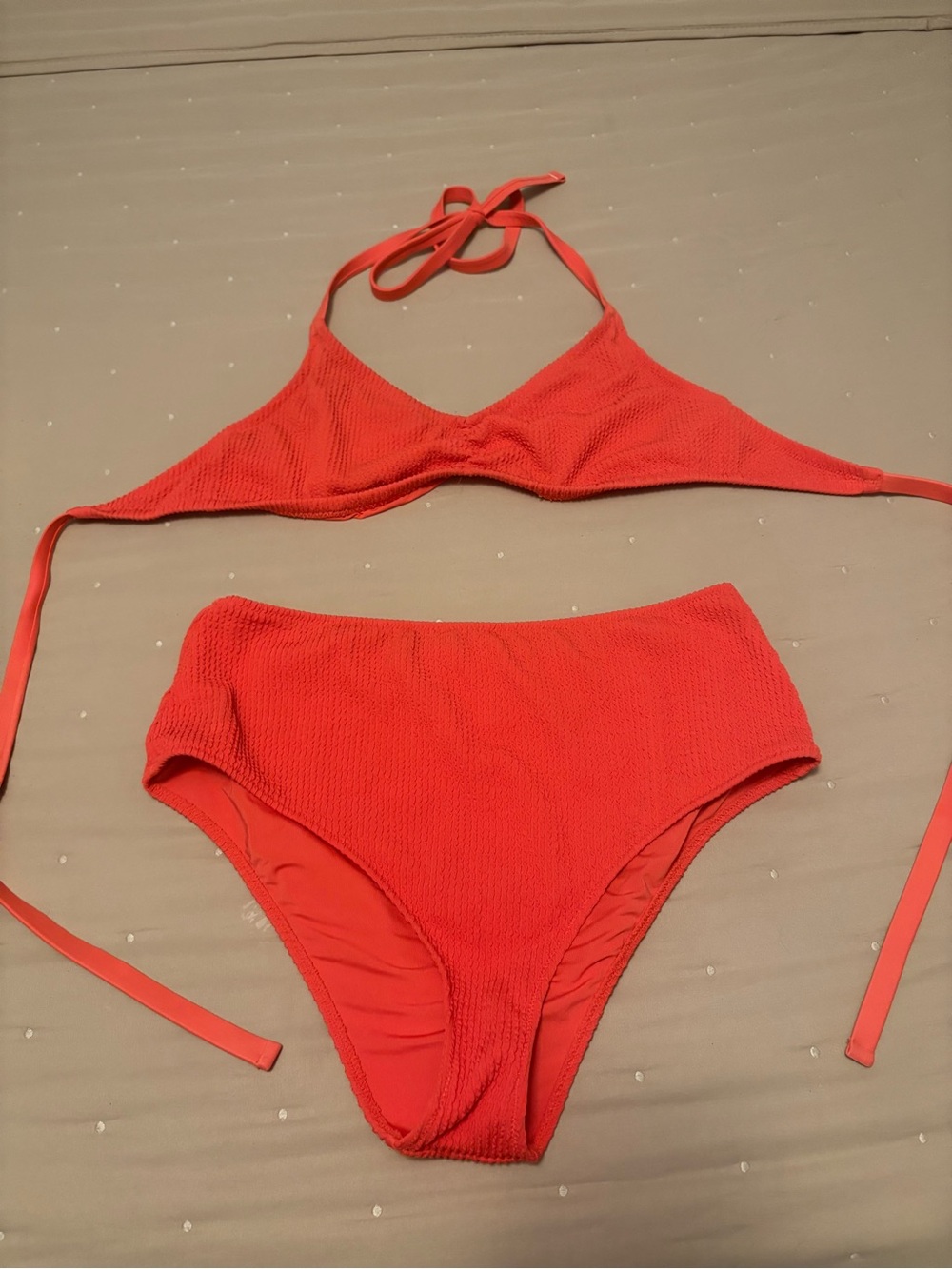 Ribbed High Waisted Halter Bikini